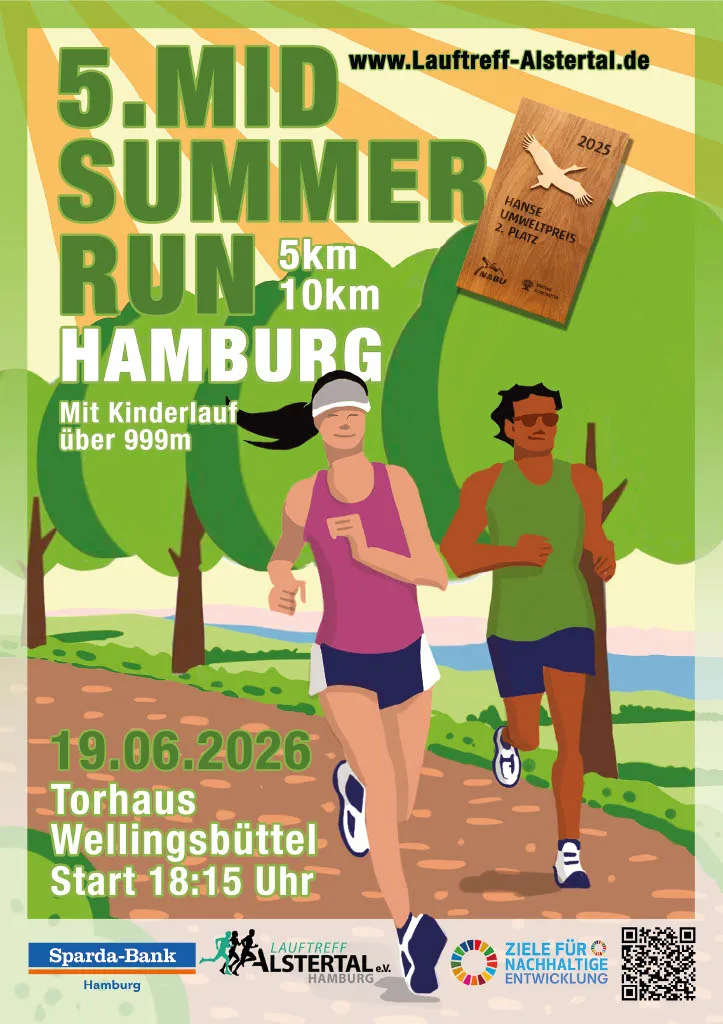 3. MidSummerRun am 21.06.2024 Flyer vom Lauftreff Alstertal e.V.